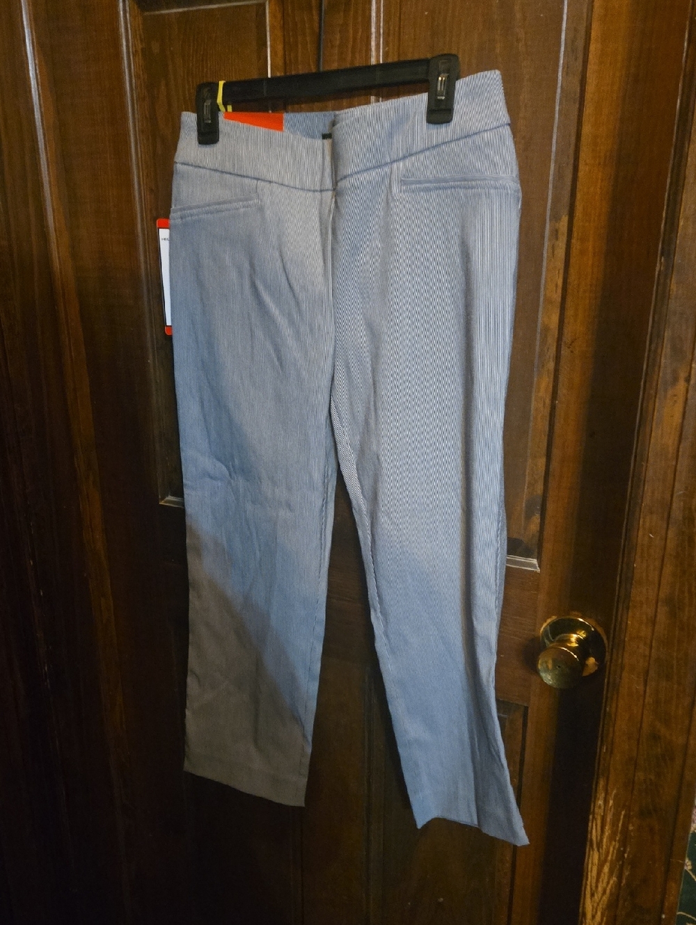 Hilary Radley Blue N White Stripe Cropped Stretch Pants NWT